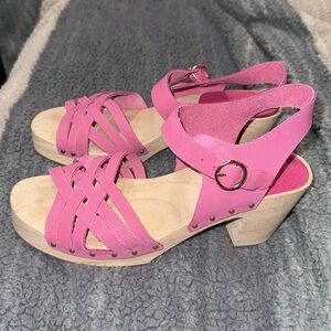 Women’s new LOFT pink SUEDE leather , platform shoes, open toe sandals,sz 9